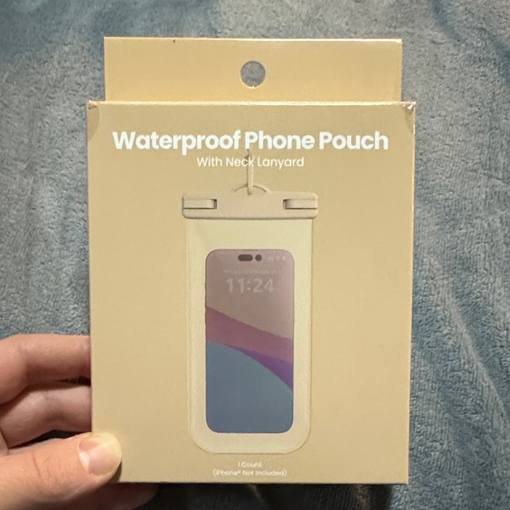 Waterproof Phone Pouch with Neck Lanyard - Cream